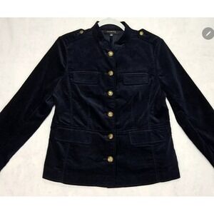 Talbot's Military Jacket Sz 6 Small Blazer NEW Velvet Navy Stretch Tailored